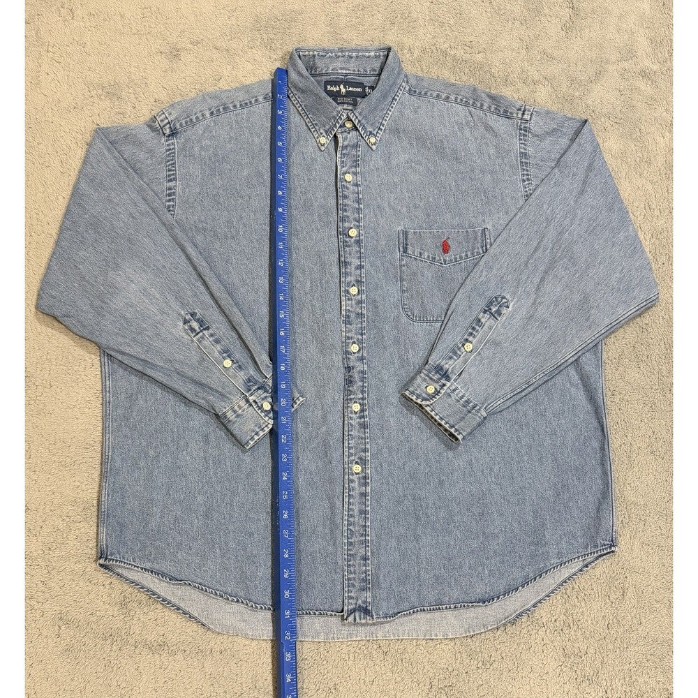 Polo by Ralph Lauren Light Denim Button-Down Shirt with Red Pony - Picture 3 of 10